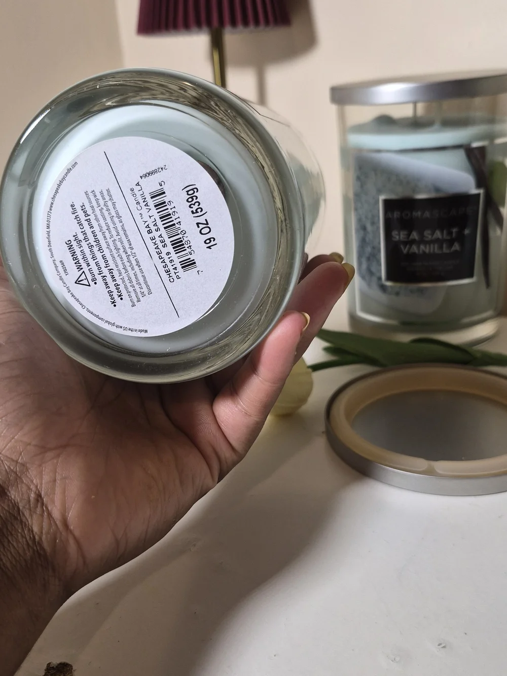 Sea Salt + Vanilla Blue Glass Jar Candle